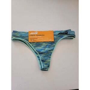 Avia Womens 3 Pack Seamless Performance Thong Underwear Space Dye Blue Green M 6
